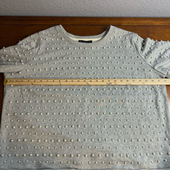Eloquii Women's Pearl Embellished Heather Gray Sweatshirt NWT Size 22/24 - Picture 4 of 10